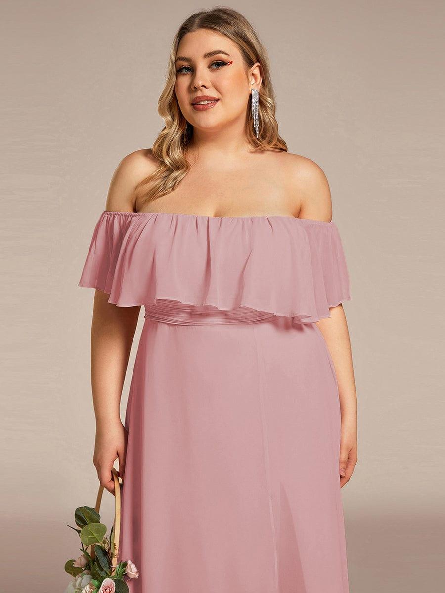 ÉMILE|Plus Size Off the Shoulder Formal Bridesmaid Dress with Thigh Split