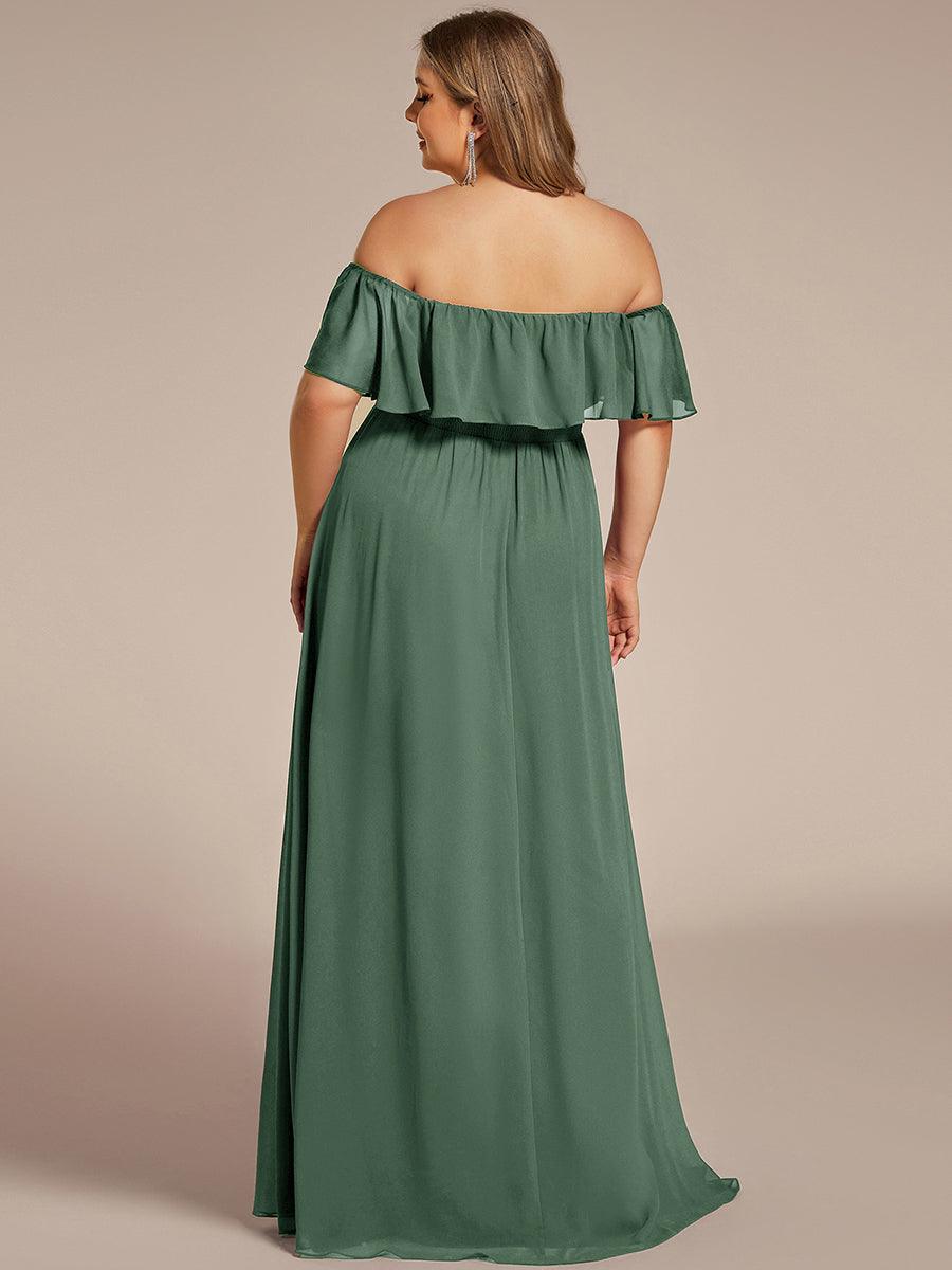 ÉMILE|Off the Shoulder Ruffle Bodice Long Flowy Chiffon Bridesmaid Dress