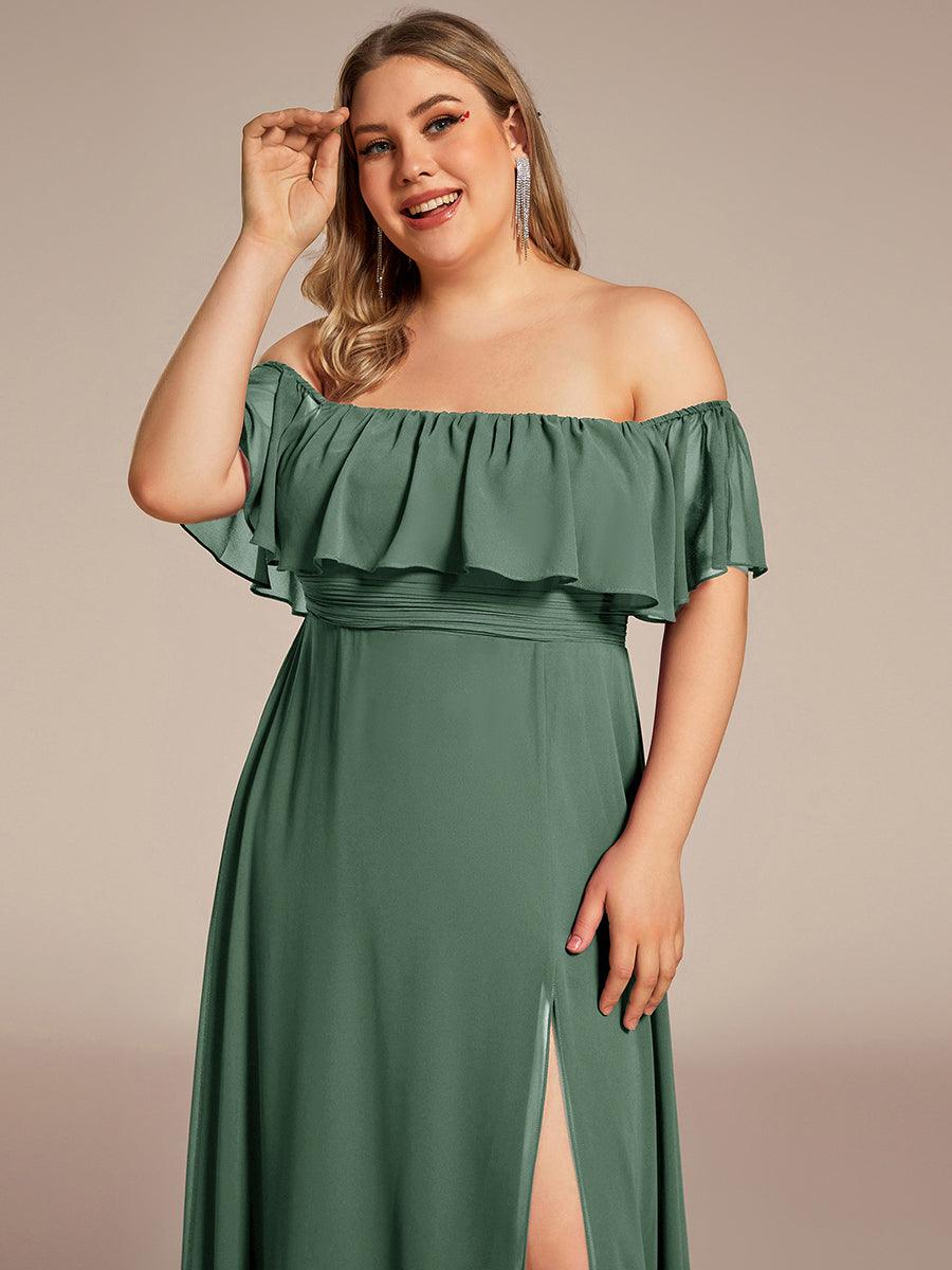 ÉMILE|Off the Shoulder Ruffle Bodice Long Flowy Chiffon Bridesmaid Dress