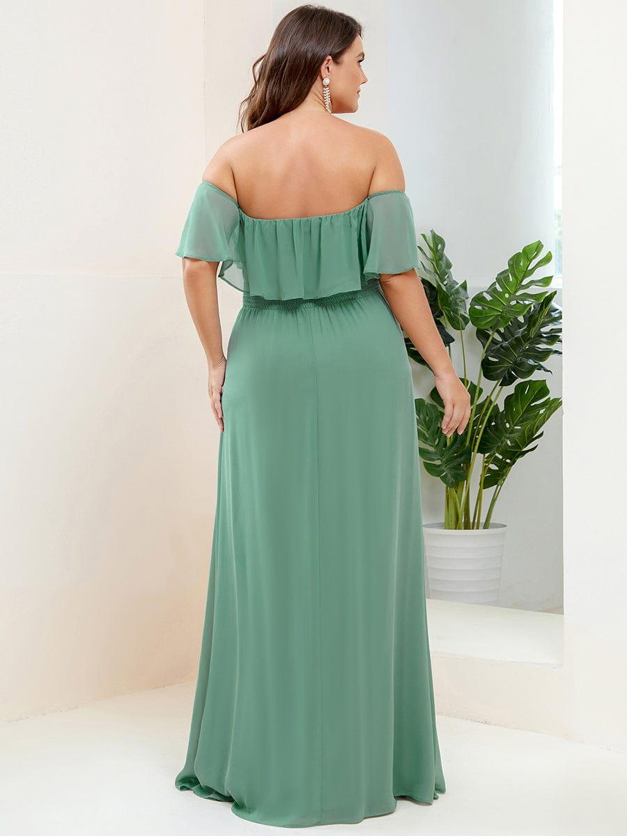 ÉMILE|Plus Size Off the Shoulder Formal Bridesmaid Dress with Thigh Split