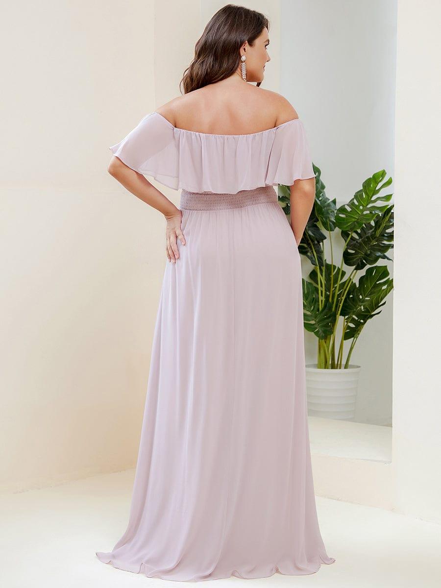 ÉMILE|Plus Size Off the Shoulder Formal Bridesmaid Dress with Thigh Split