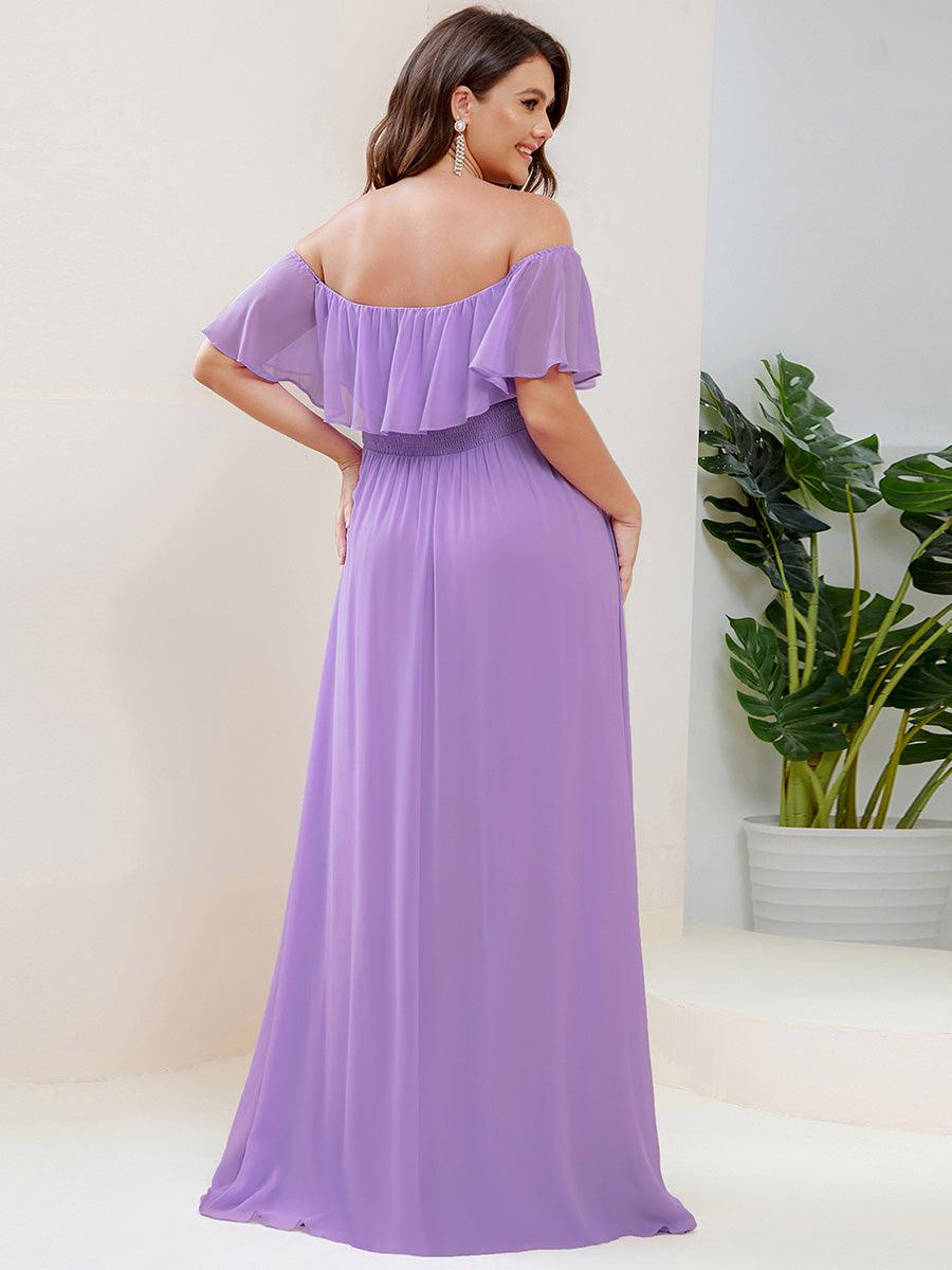 ÉMILE|Off the Shoulder Ruffle Bodice Long Flowy Chiffon Bridesmaid Dress
