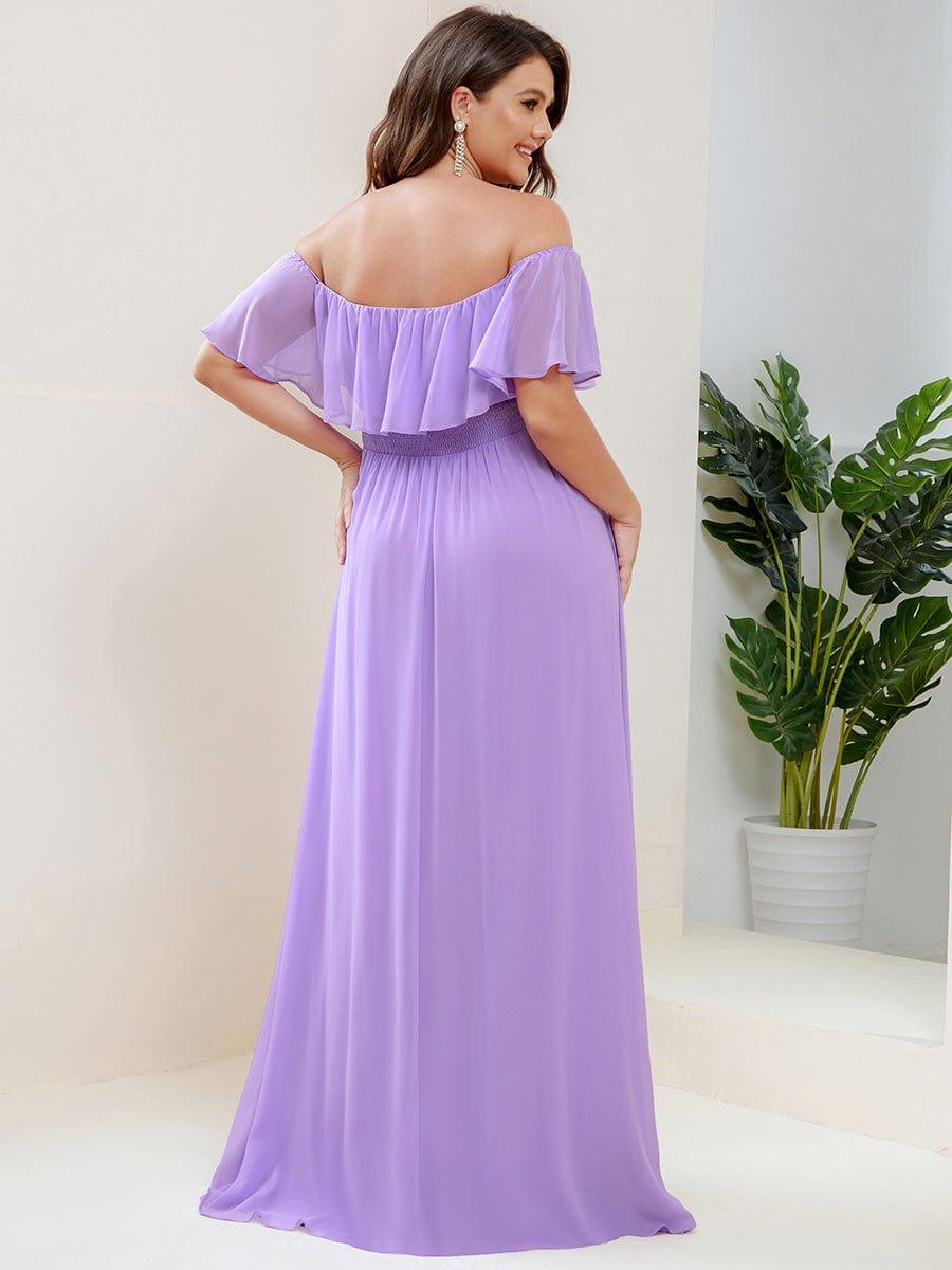 ÉMILE|Plus Size Off the Shoulder Formal Bridesmaid Dress with Thigh Split