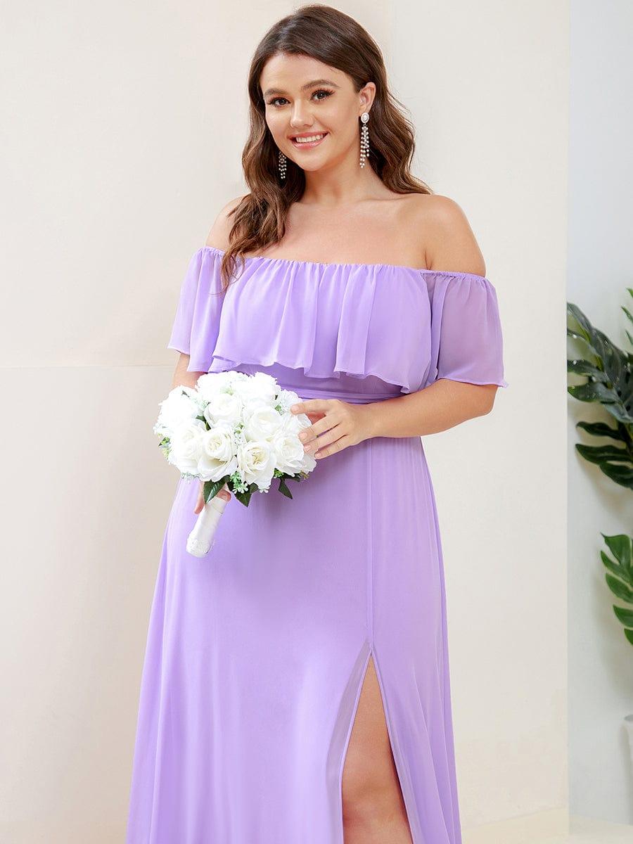 ÉMILE|Plus Size Off the Shoulder Formal Bridesmaid Dress with Thigh Split
