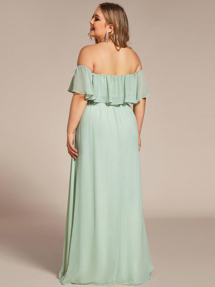 ÉMILE|Off the Shoulder Ruffle Bodice Long Flowy Chiffon Bridesmaid Dress