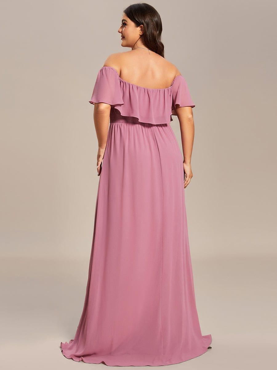 ÉMILE|Plus Size Off the Shoulder Formal Bridesmaid Dress with Thigh Split