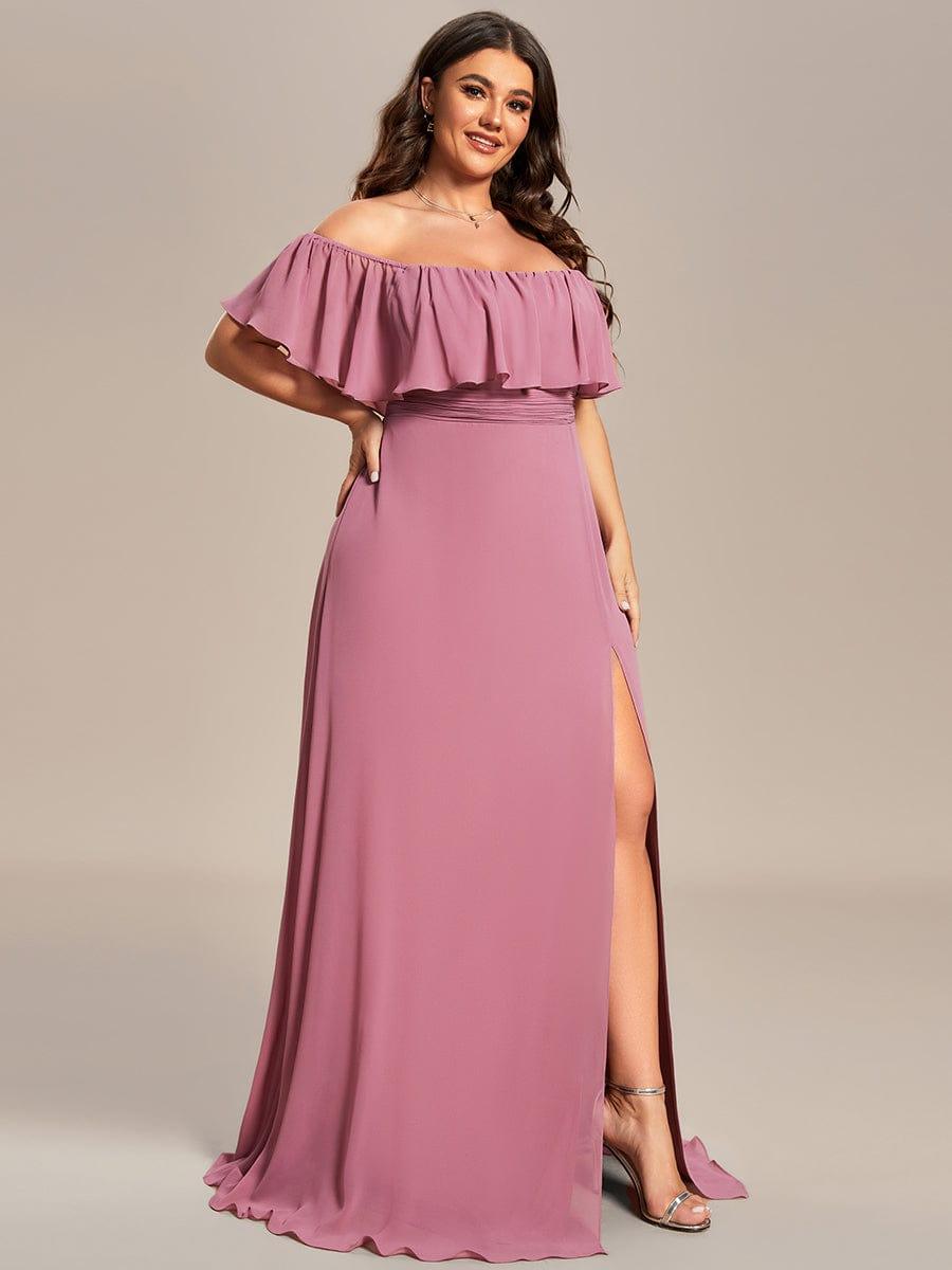 ÉMILE|Plus Size Off the Shoulder Formal Bridesmaid Dress with Thigh Split