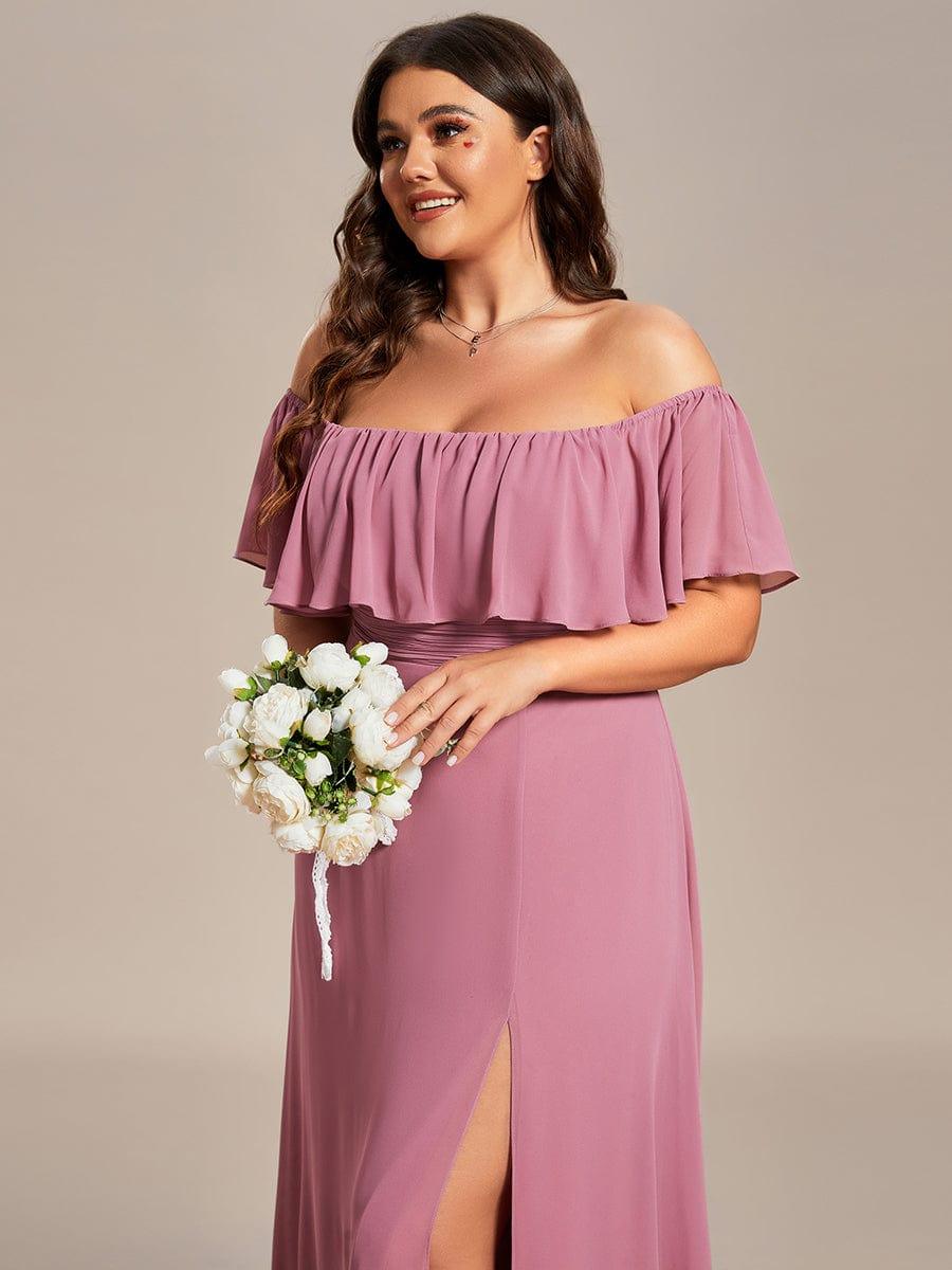 ÉMILE|Plus Size Off the Shoulder Formal Bridesmaid Dress with Thigh Split