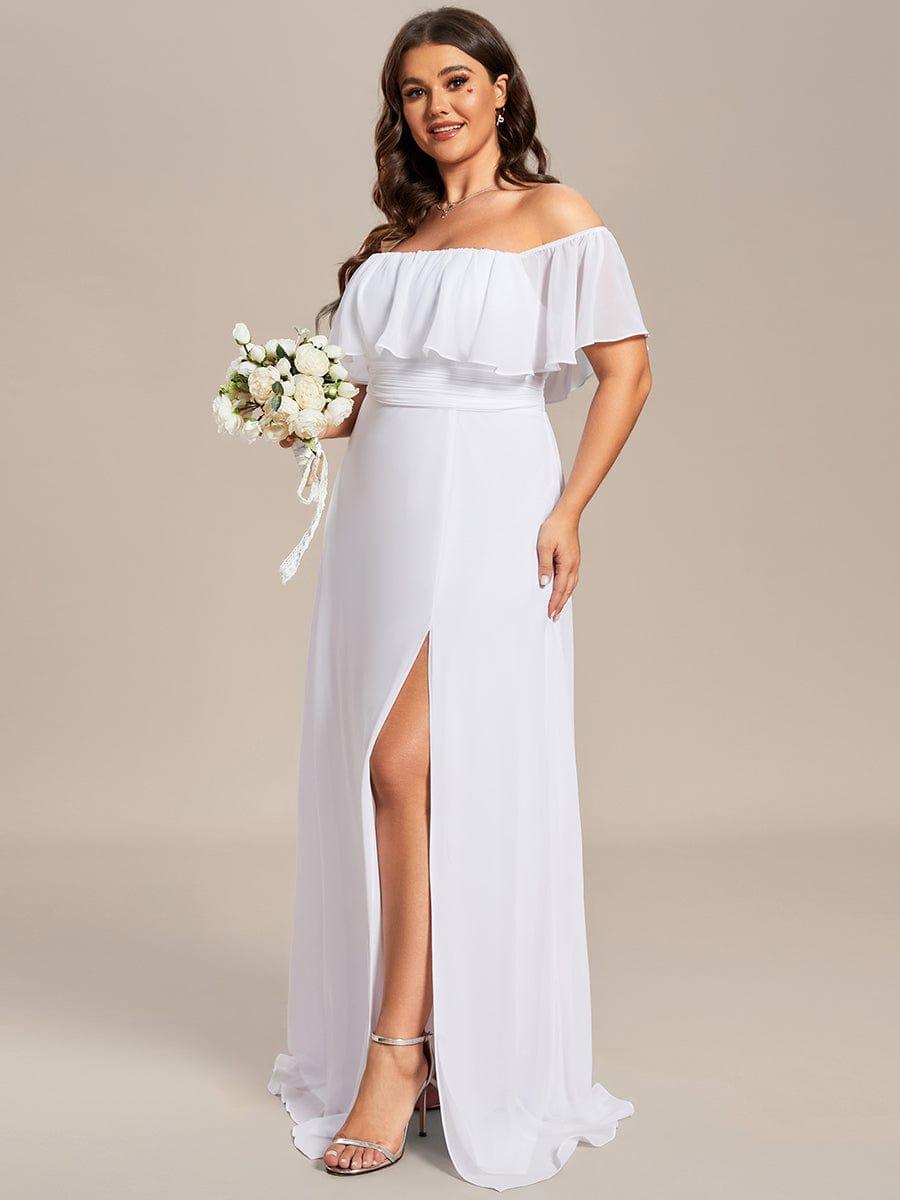 ÉMILE|Plus Size Off the Shoulder Formal Bridesmaid Dress with Thigh Split