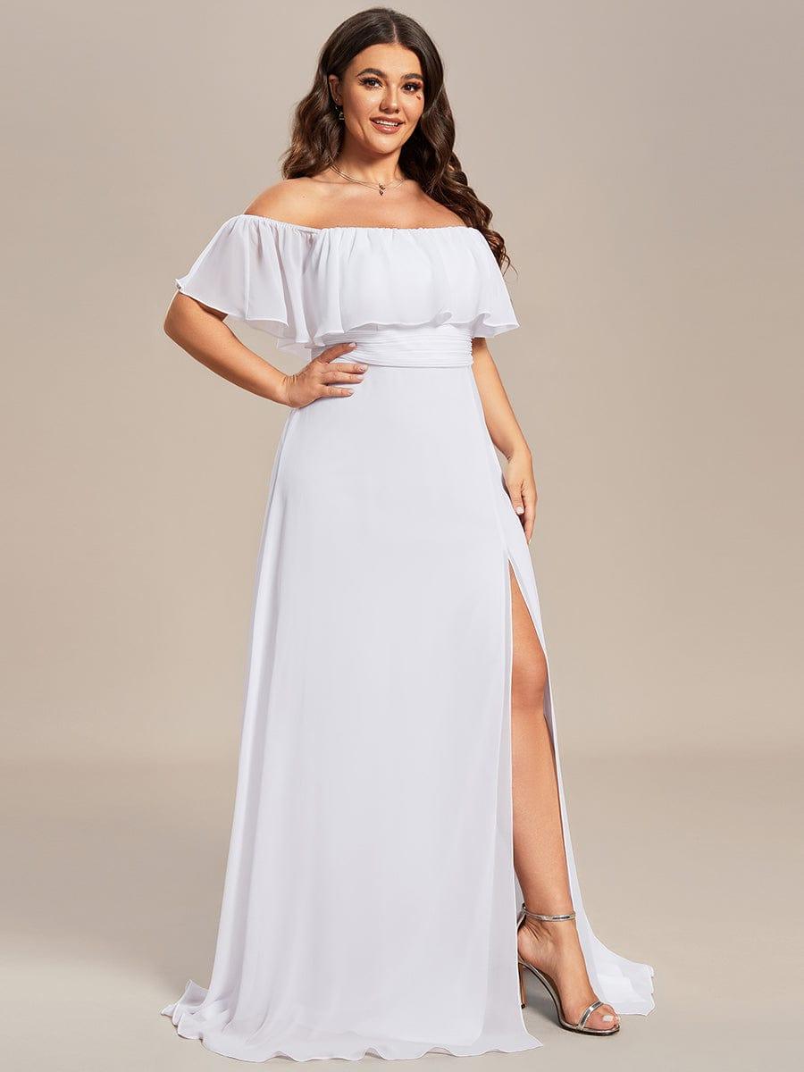 ÉMILE|Plus Size Off the Shoulder Formal Bridesmaid Dress with Thigh Split