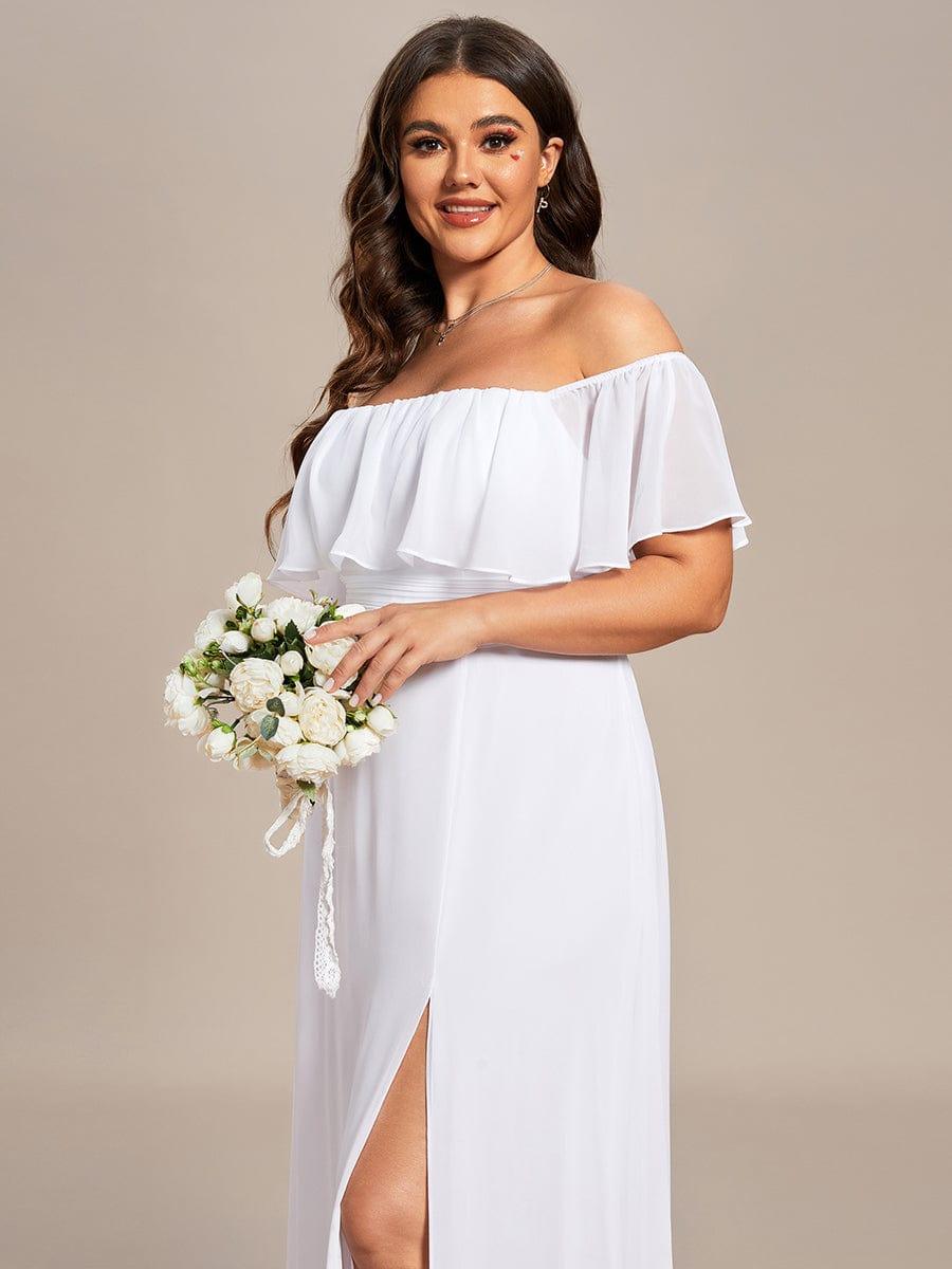 ÉMILE|Plus Size Off the Shoulder Formal Bridesmaid Dress with Thigh Split