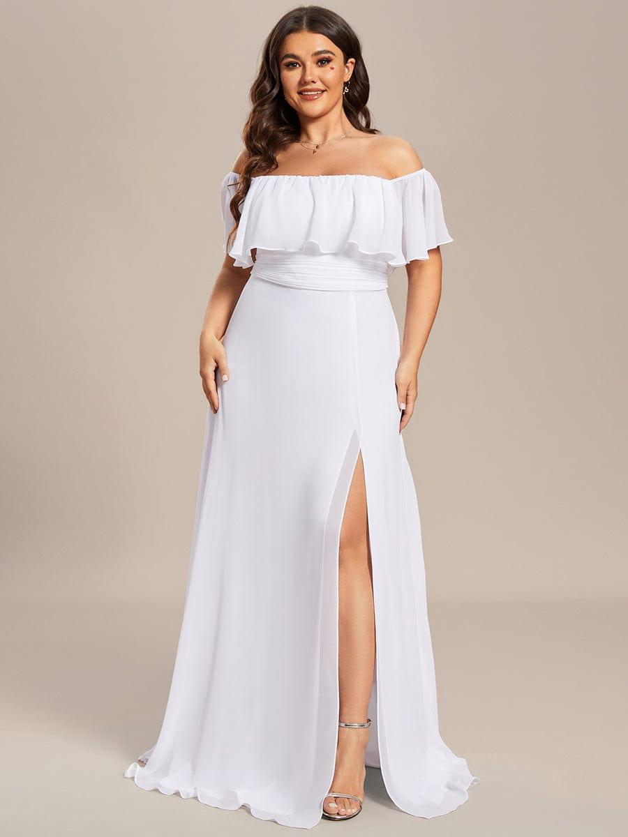 ÉMILE|Plus Size Off the Shoulder Formal Bridesmaid Dress with Thigh Split