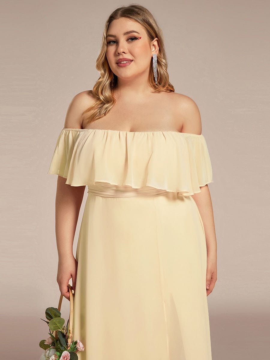 ÉMILE|Plus Size Off the Shoulder Formal Bridesmaid Dress with Thigh Split