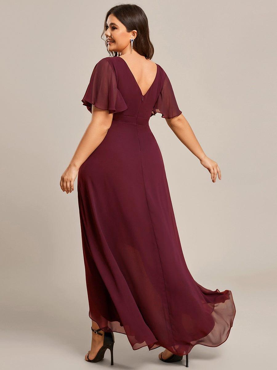 pretty OREE|Plus Size Elegant Lotus Sleeves Chiffon Bridesmaid Dress