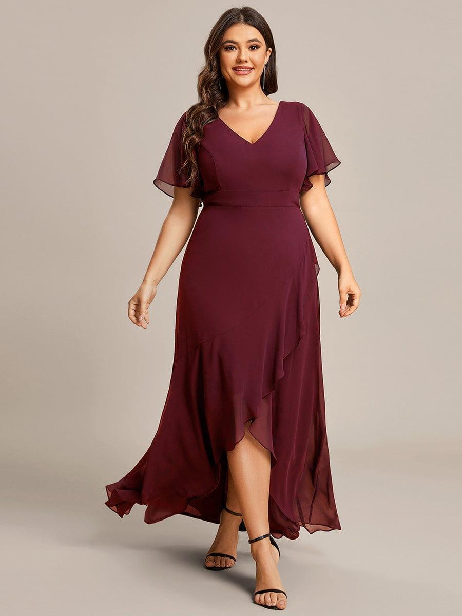 OREE|Charming Chiffon Bridesmaid Dress with Lotus Leaf Hemline