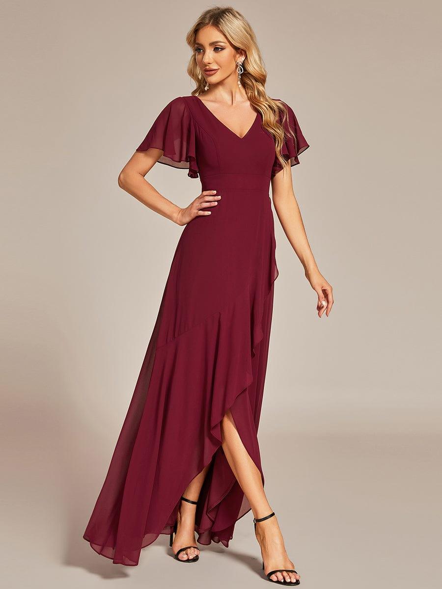 OREE|Charming Chiffon Bridesmaid Dress with Lotus Leaf Hemline