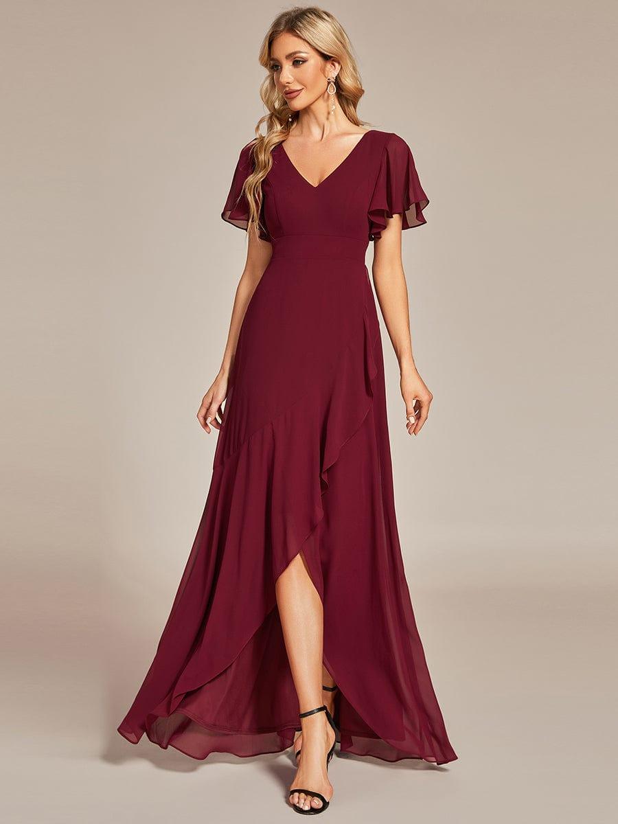 OREE|Charming Chiffon Bridesmaid Dress with Lotus Leaf Hemline