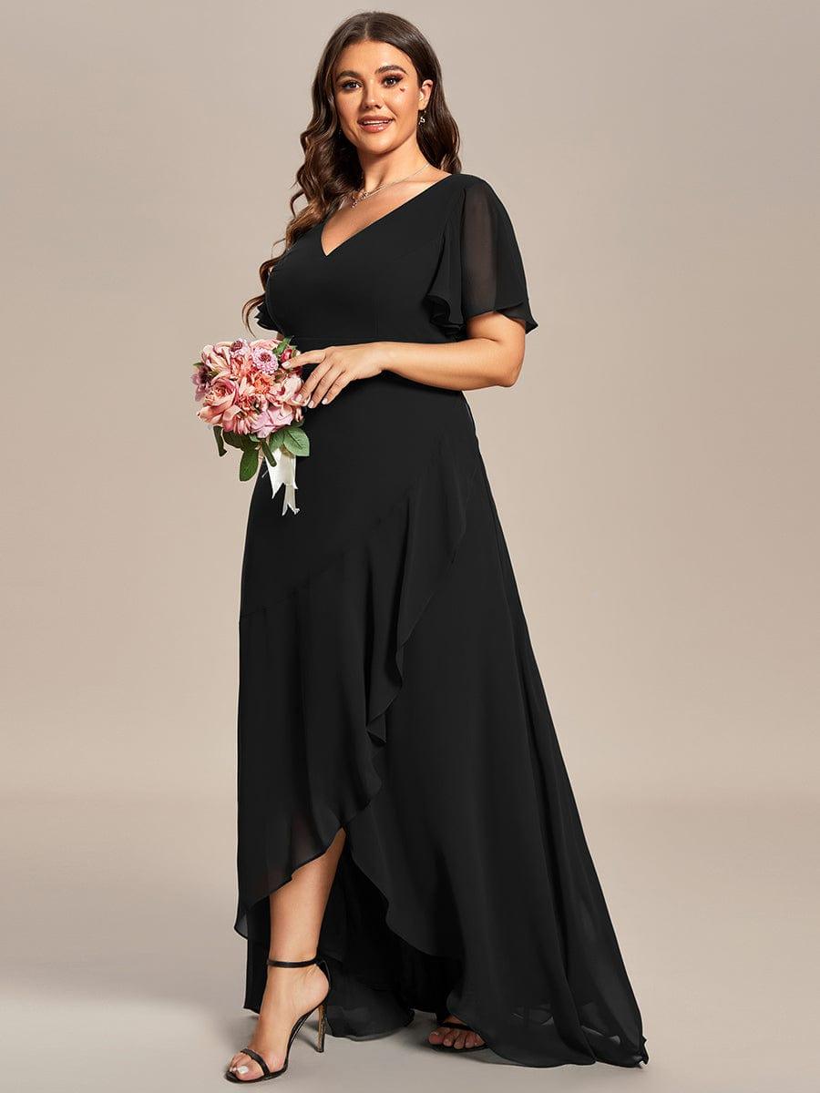 pretty OREE|Plus Size Elegant Lotus Sleeves Chiffon Bridesmaid Dress