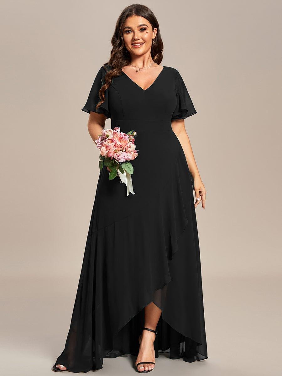 pretty OREE|Plus Size Elegant Lotus Sleeves Chiffon Bridesmaid Dress