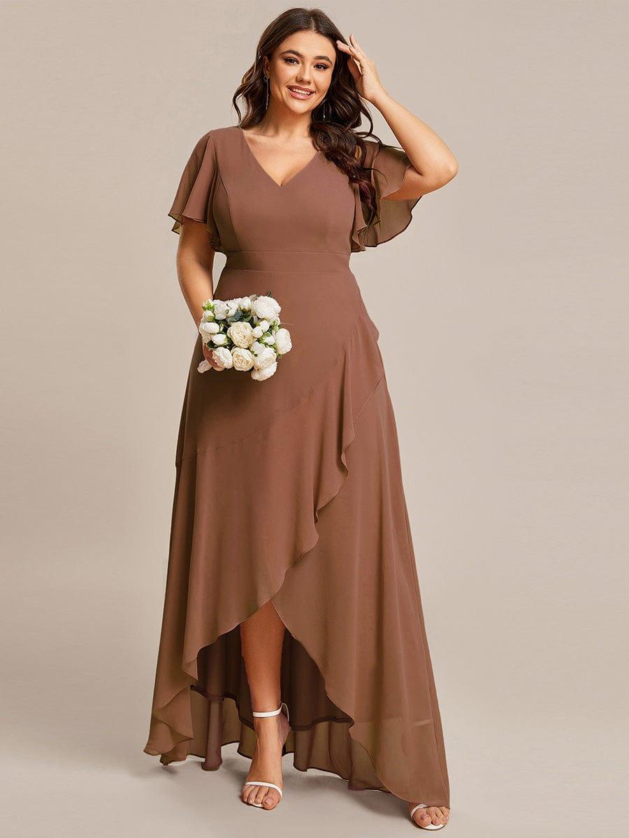 OREE|Charming Chiffon Bridesmaid Dress with Lotus Leaf Hemline
