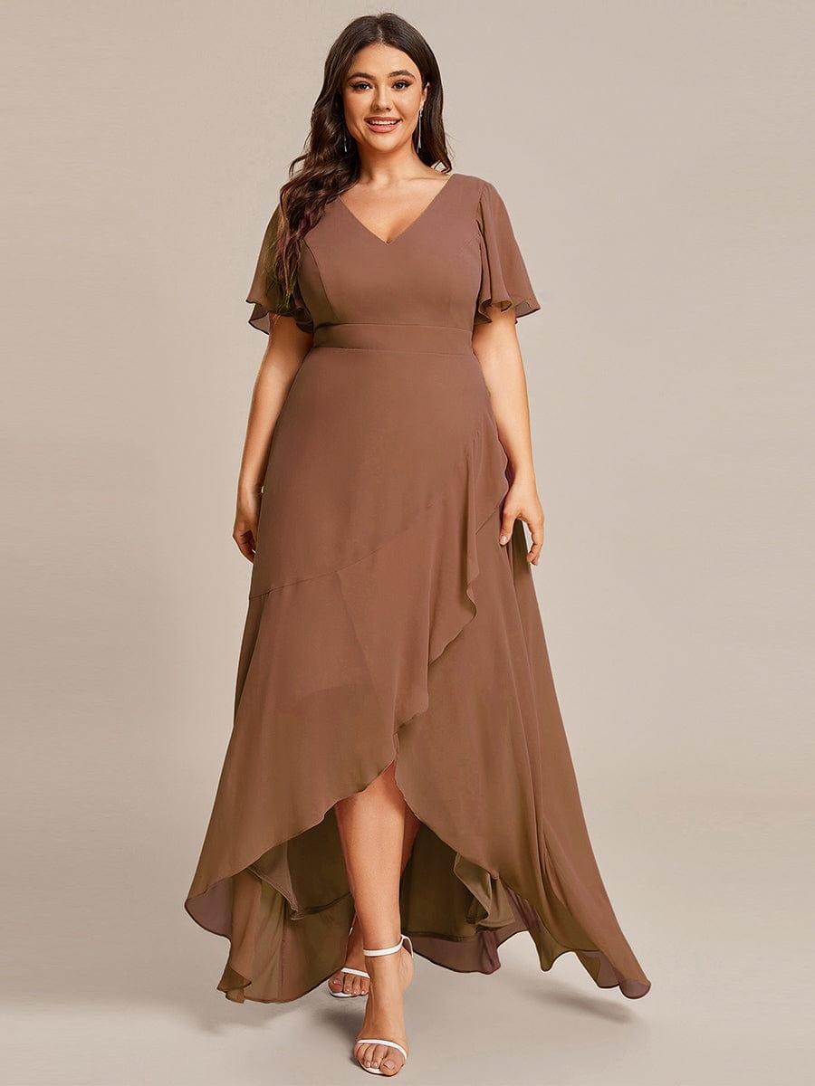 OREE|Charming Chiffon Bridesmaid Dress with Lotus Leaf Hemline