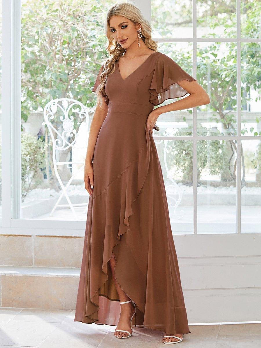 OREE|Charming Chiffon Bridesmaid Dress with Lotus Leaf Hemline
