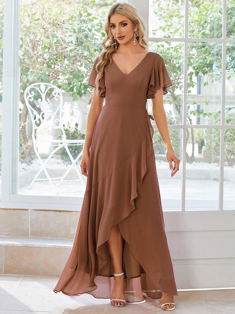 OREE|Charming Chiffon Bridesmaid Dress with Lotus Leaf Hemline