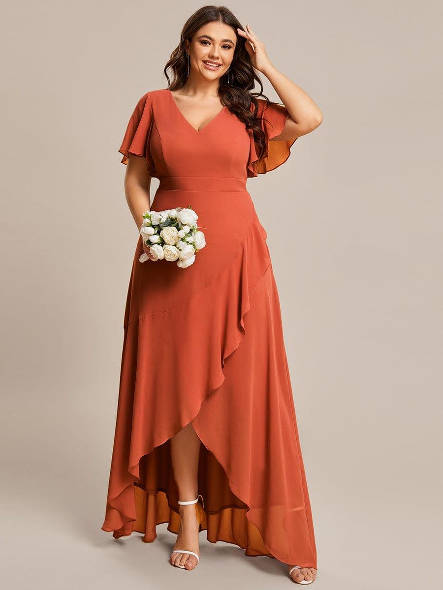 OREE|Charming Chiffon Bridesmaid Dress with Lotus Leaf Hemline
