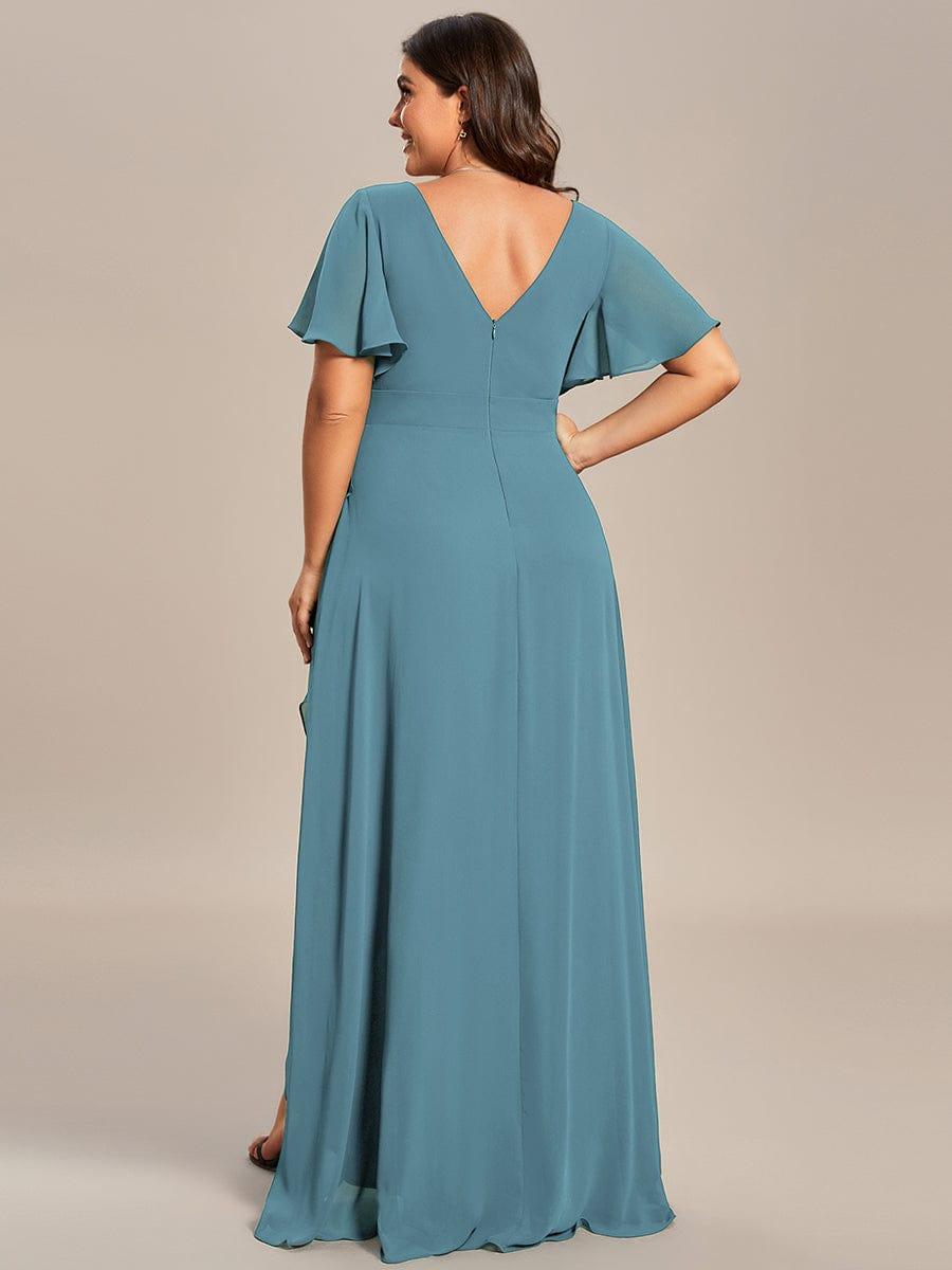pretty OREE|Plus Size Elegant Lotus Sleeves Chiffon Bridesmaid Dress