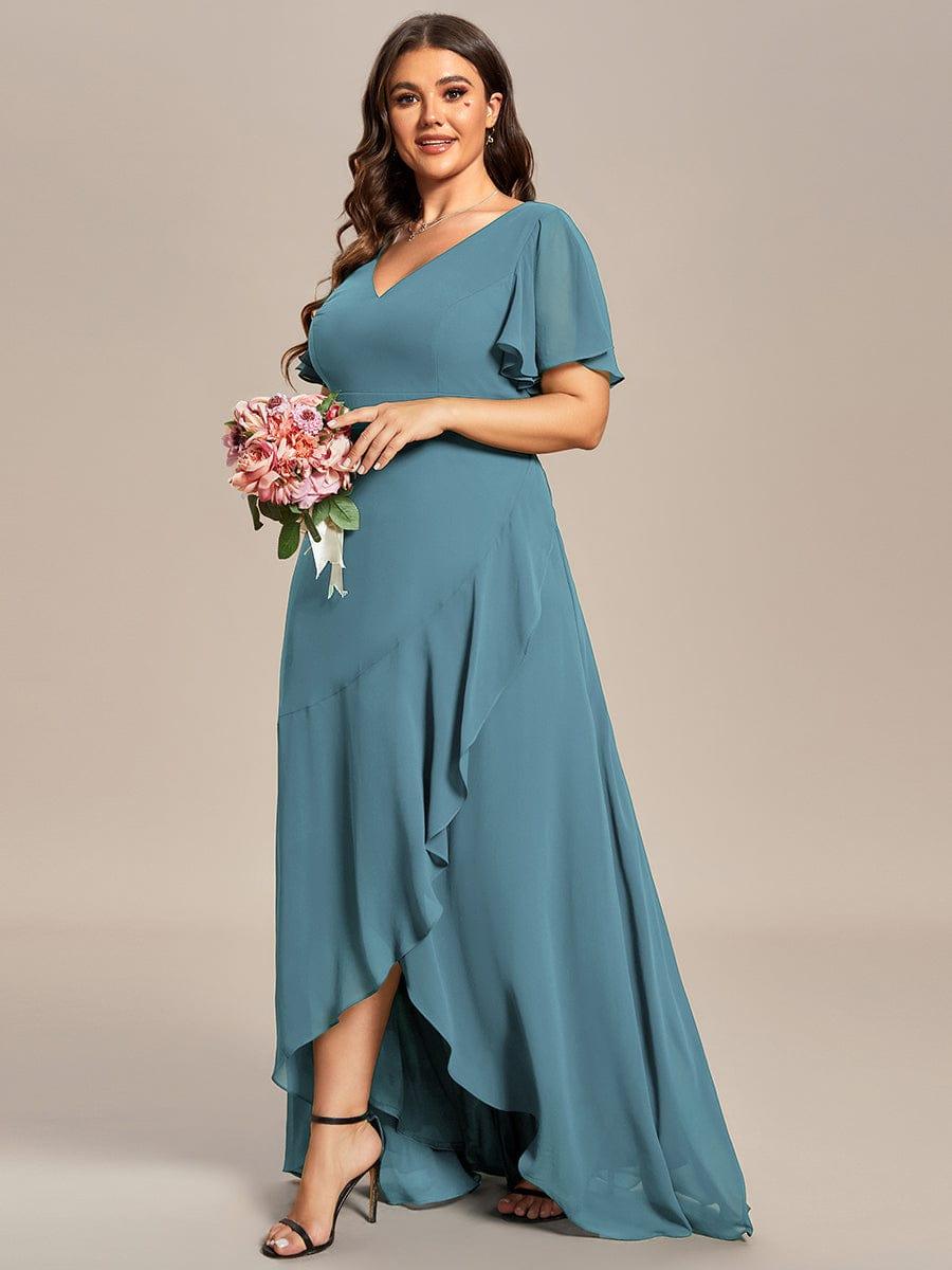 pretty OREE|Plus Size Elegant Lotus Sleeves Chiffon Bridesmaid Dress
