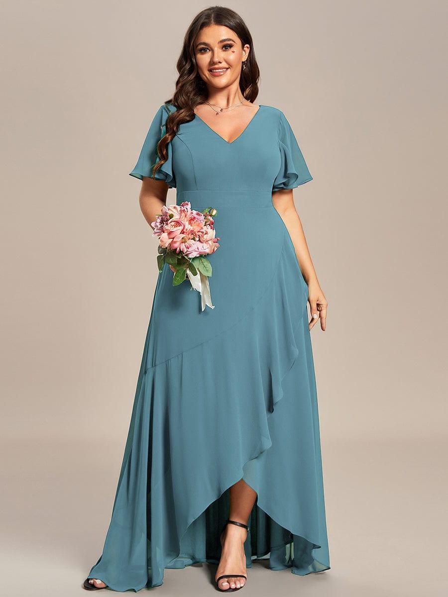 pretty OREE|Plus Size Elegant Lotus Sleeves Chiffon Bridesmaid Dress
