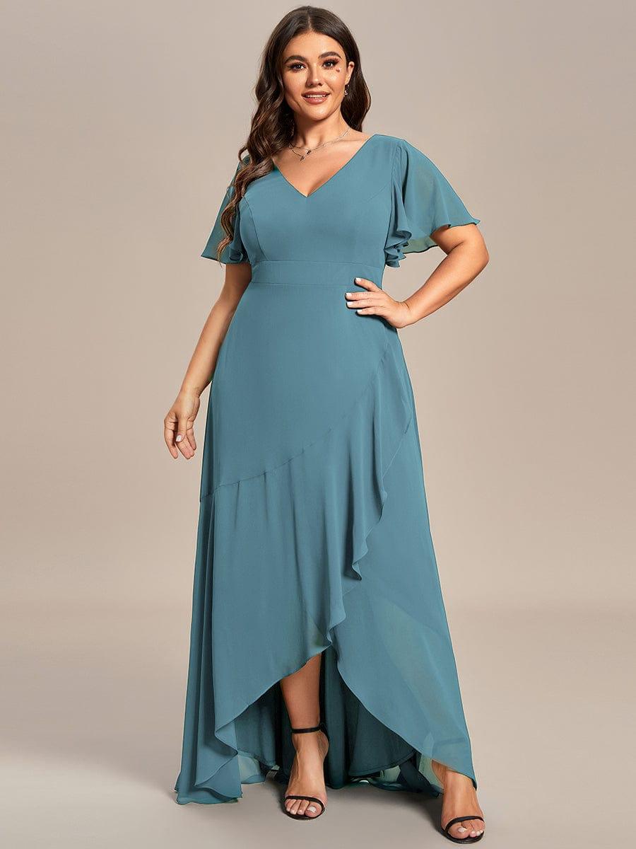 pretty OREE|Plus Size Elegant Lotus Sleeves Chiffon Bridesmaid Dress