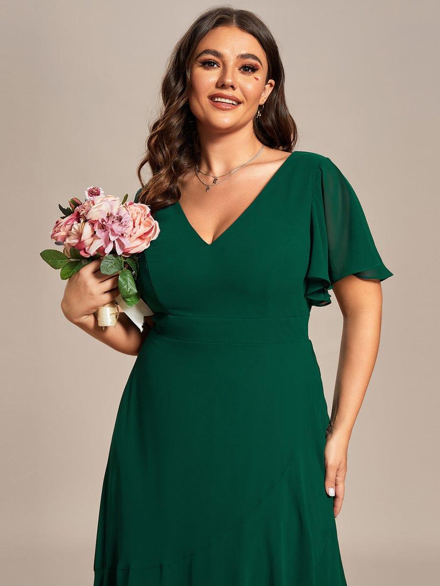 pretty OREE|Plus Size Elegant Lotus Sleeves Chiffon Bridesmaid Dress