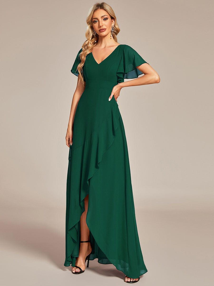 OREE|Charming Chiffon Bridesmaid Dress with Lotus Leaf Hemline
