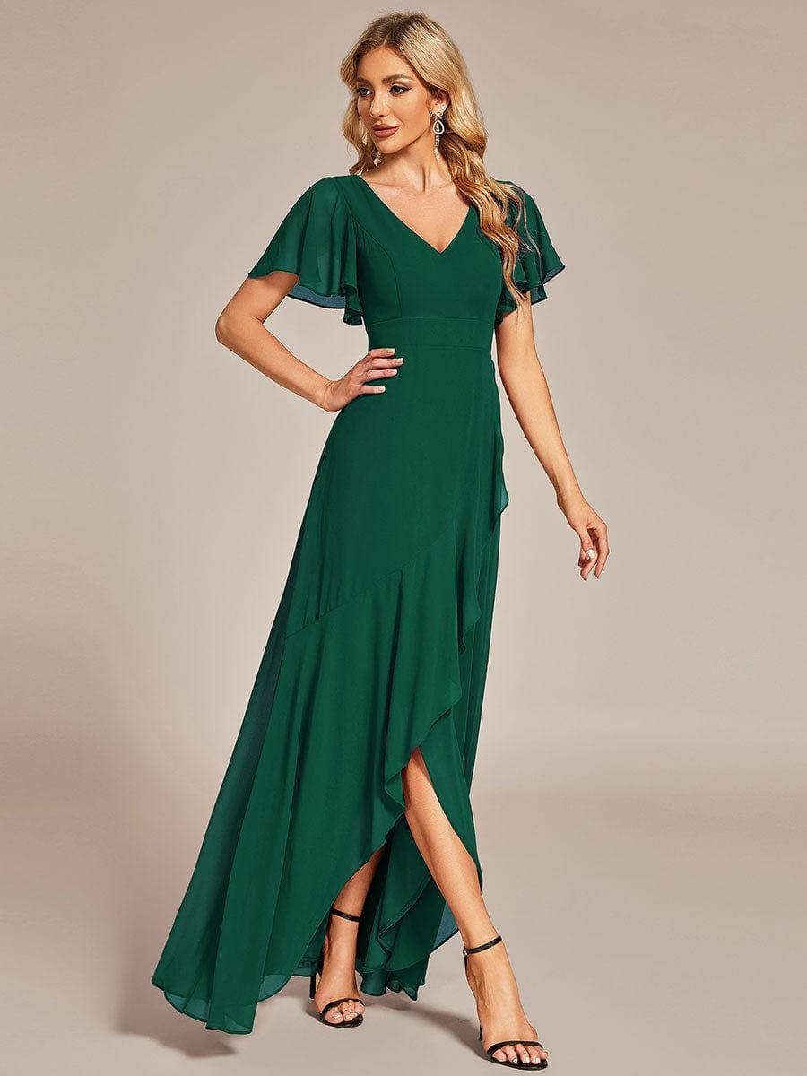 OREE|Charming Chiffon Bridesmaid Dress with Lotus Leaf Hemline