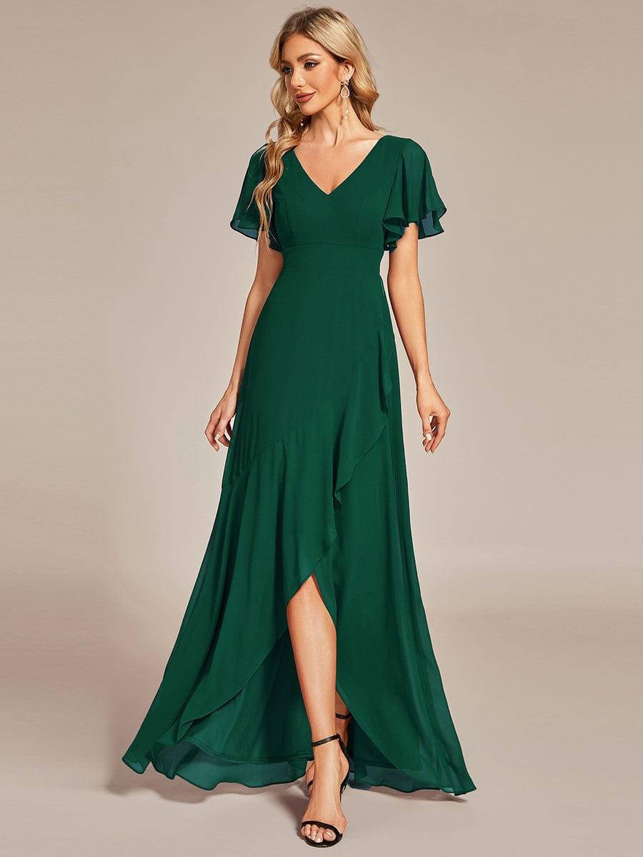 OREE|Charming Chiffon Bridesmaid Dress with Lotus Leaf Hemline
