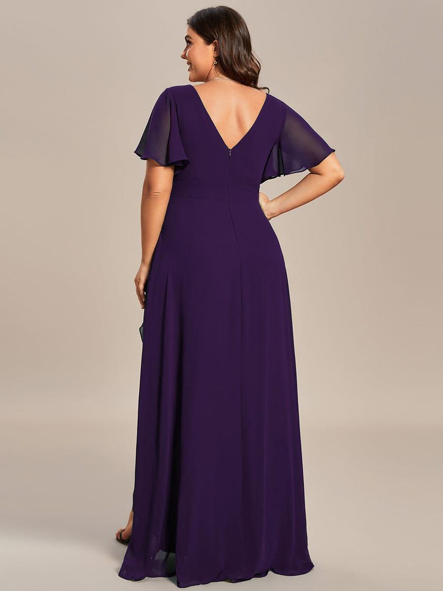 pretty OREE|Plus Size Elegant Lotus Sleeves Chiffon Bridesmaid Dress