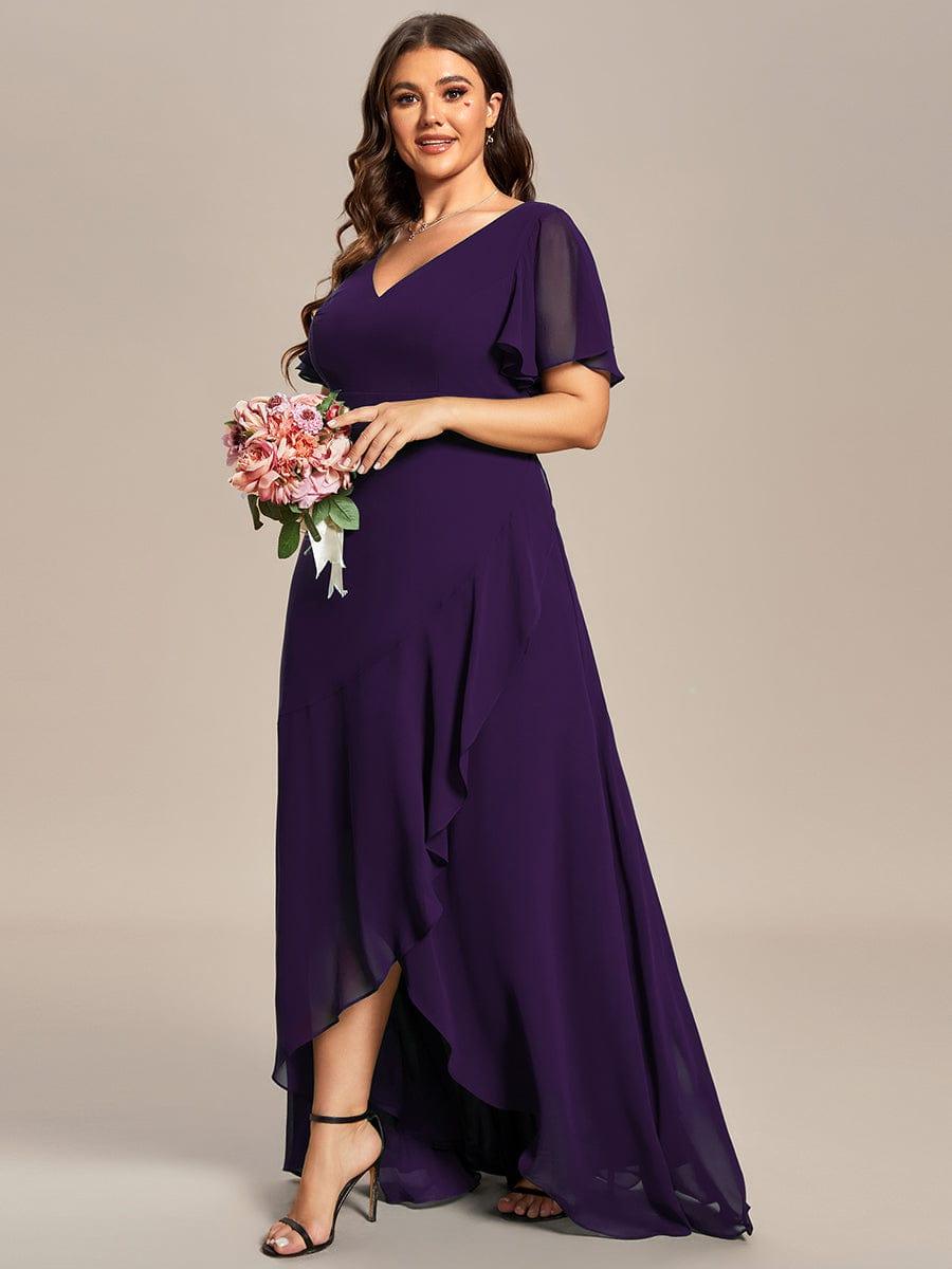 pretty OREE|Plus Size Elegant Lotus Sleeves Chiffon Bridesmaid Dress