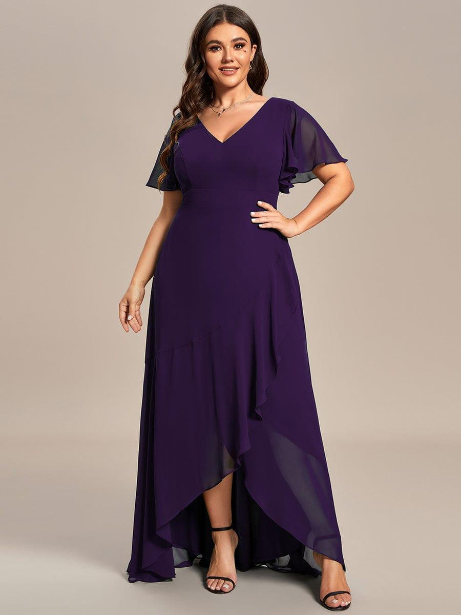 pretty OREE|Plus Size Elegant Lotus Sleeves Chiffon Bridesmaid Dress