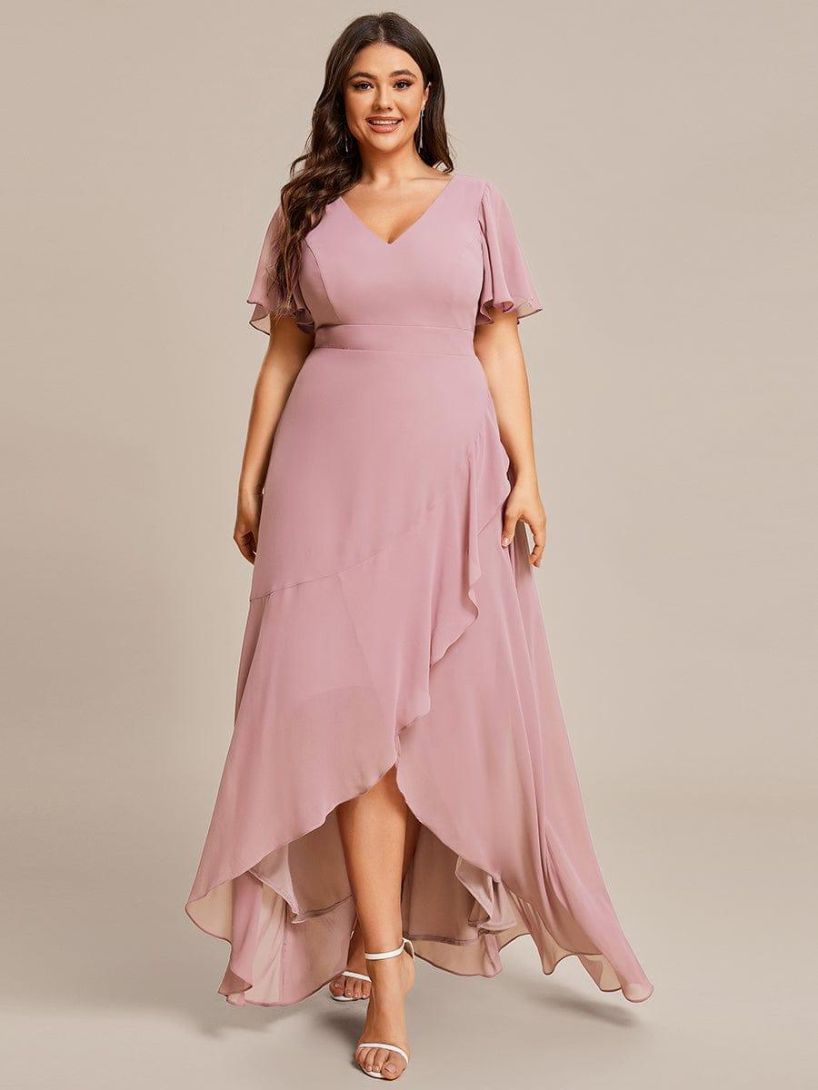 pretty OREE|Plus Size Elegant Lotus Sleeves Chiffon Bridesmaid Dress