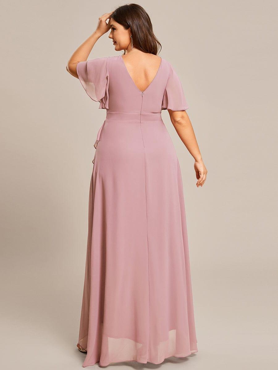 pretty OREE|Plus Size Elegant Lotus Sleeves Chiffon Bridesmaid Dress
