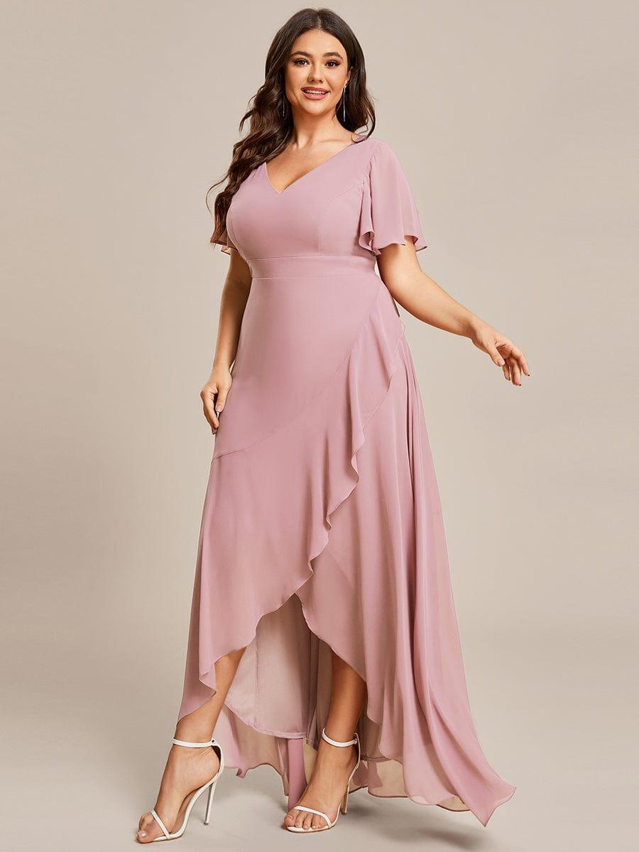 pretty OREE|Plus Size Elegant Lotus Sleeves Chiffon Bridesmaid Dress