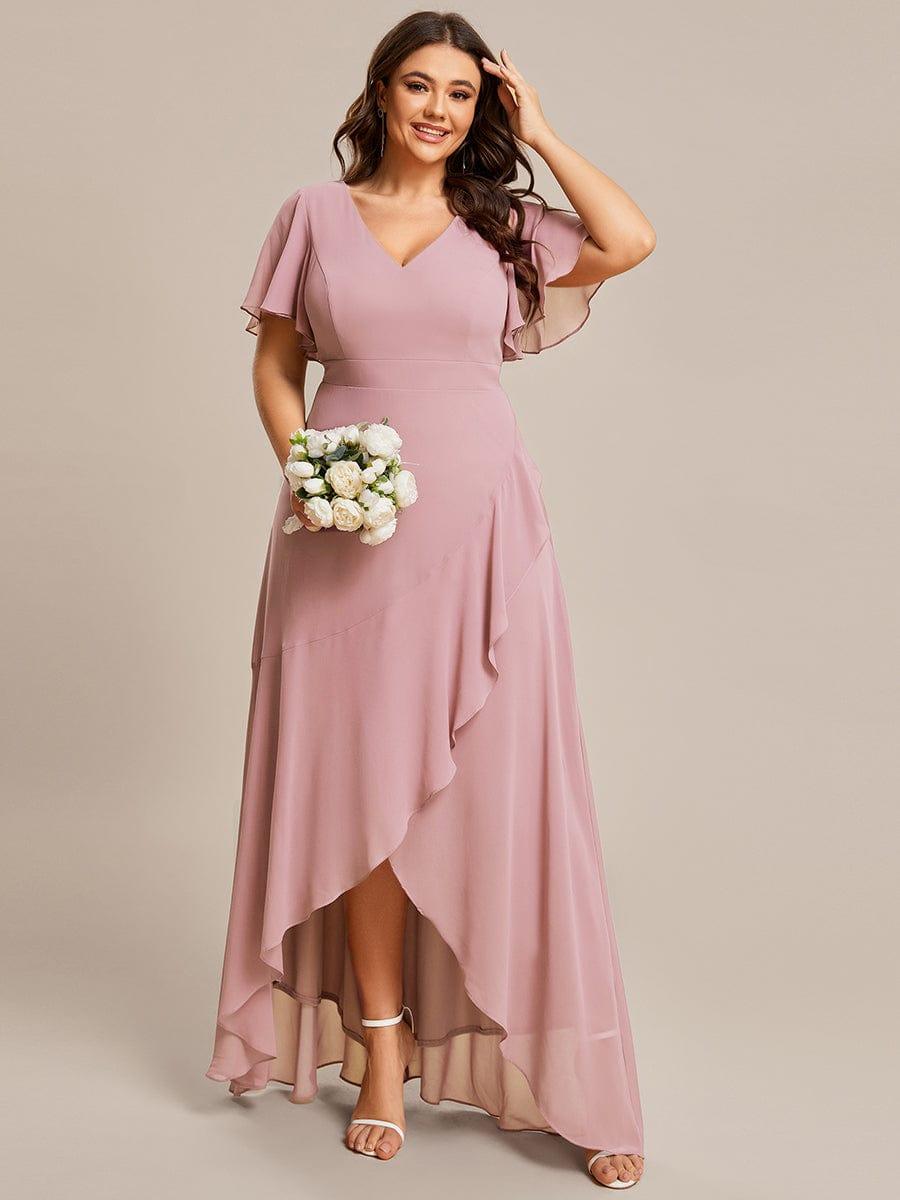 OREE|Charming Chiffon Bridesmaid Dress with Lotus Leaf Hemline