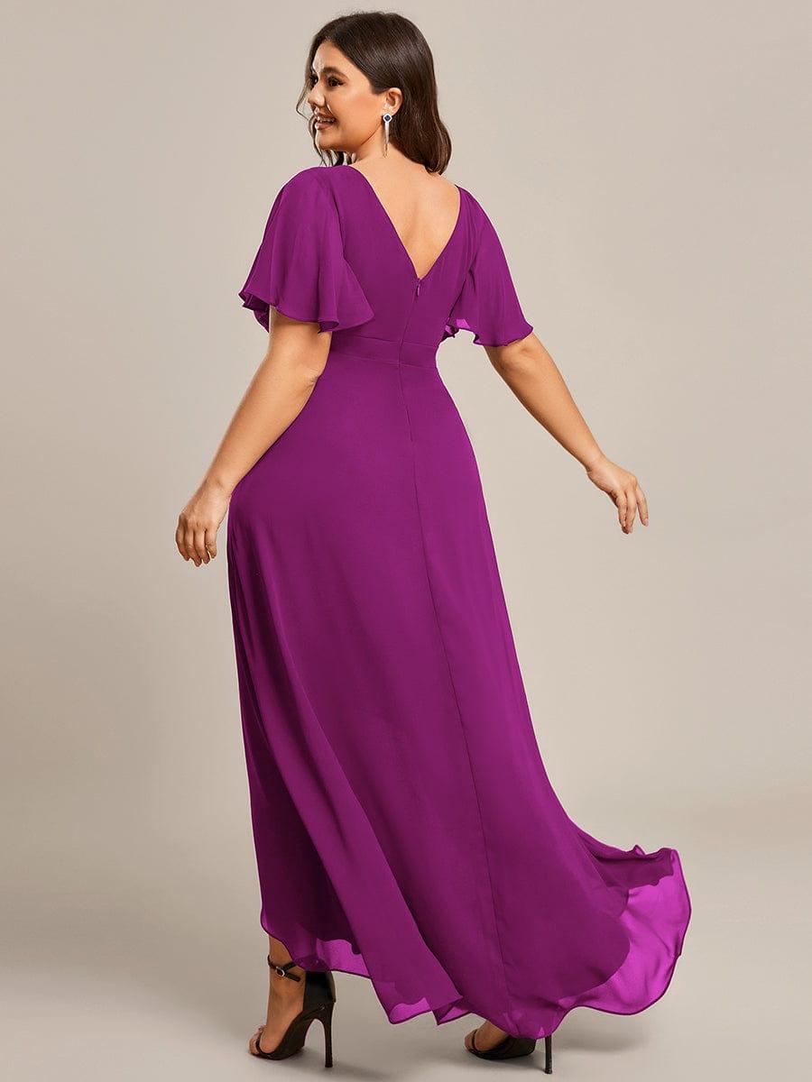 pretty OREE|Plus Size Elegant Lotus Sleeves Chiffon Bridesmaid Dress