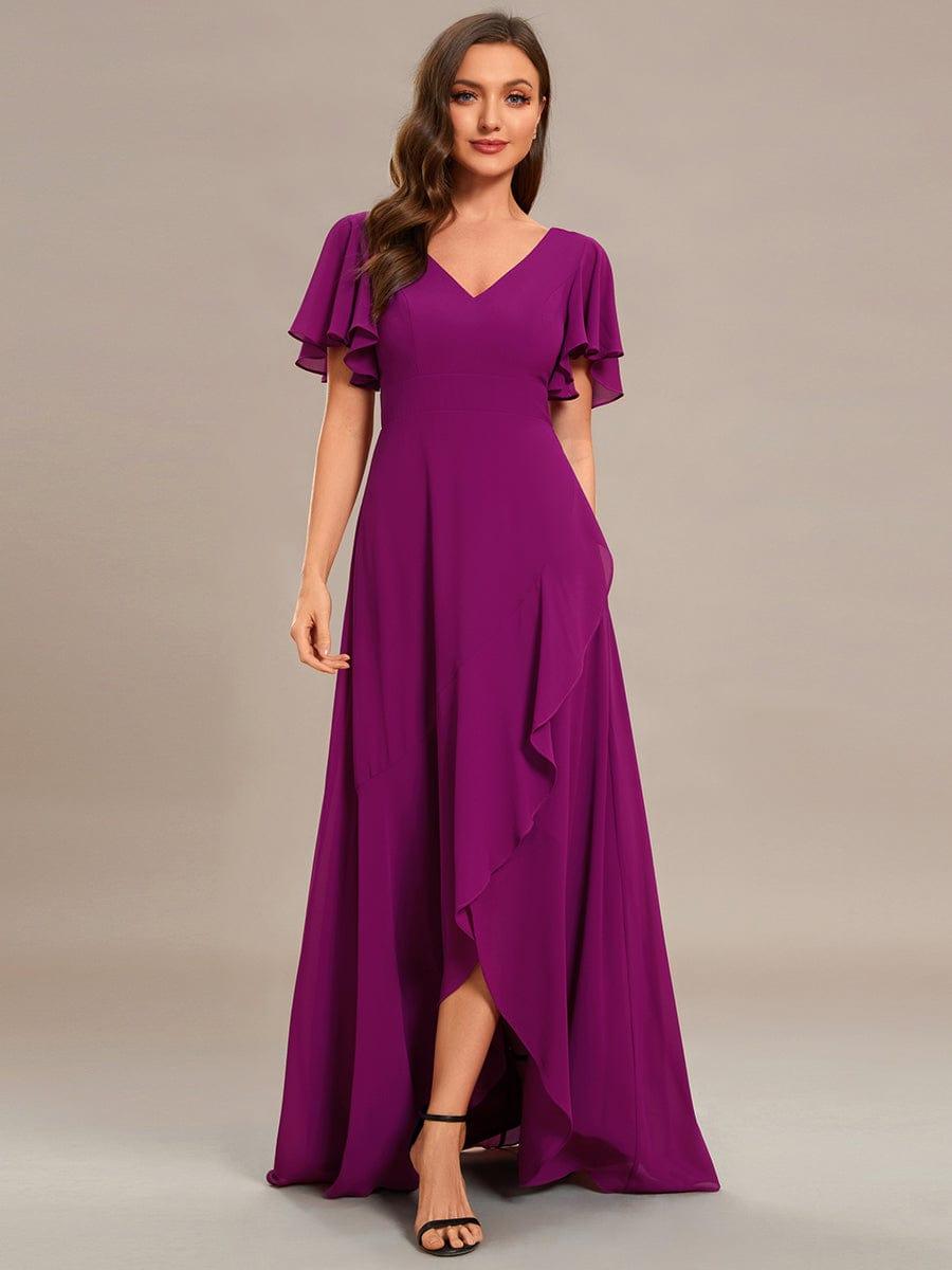 OREE|Charming Chiffon Bridesmaid Dress with Lotus Leaf Hemline