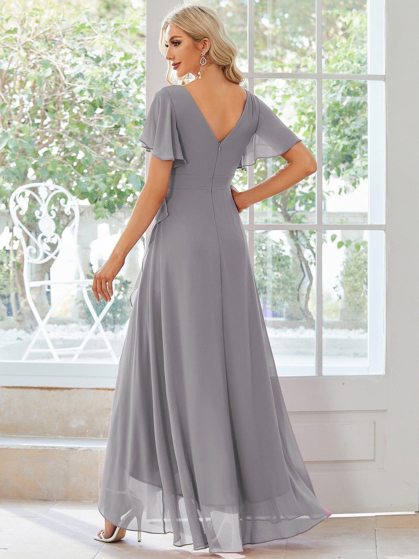 OREE|Charming Chiffon Bridesmaid Dress with Lotus Leaf Hemline