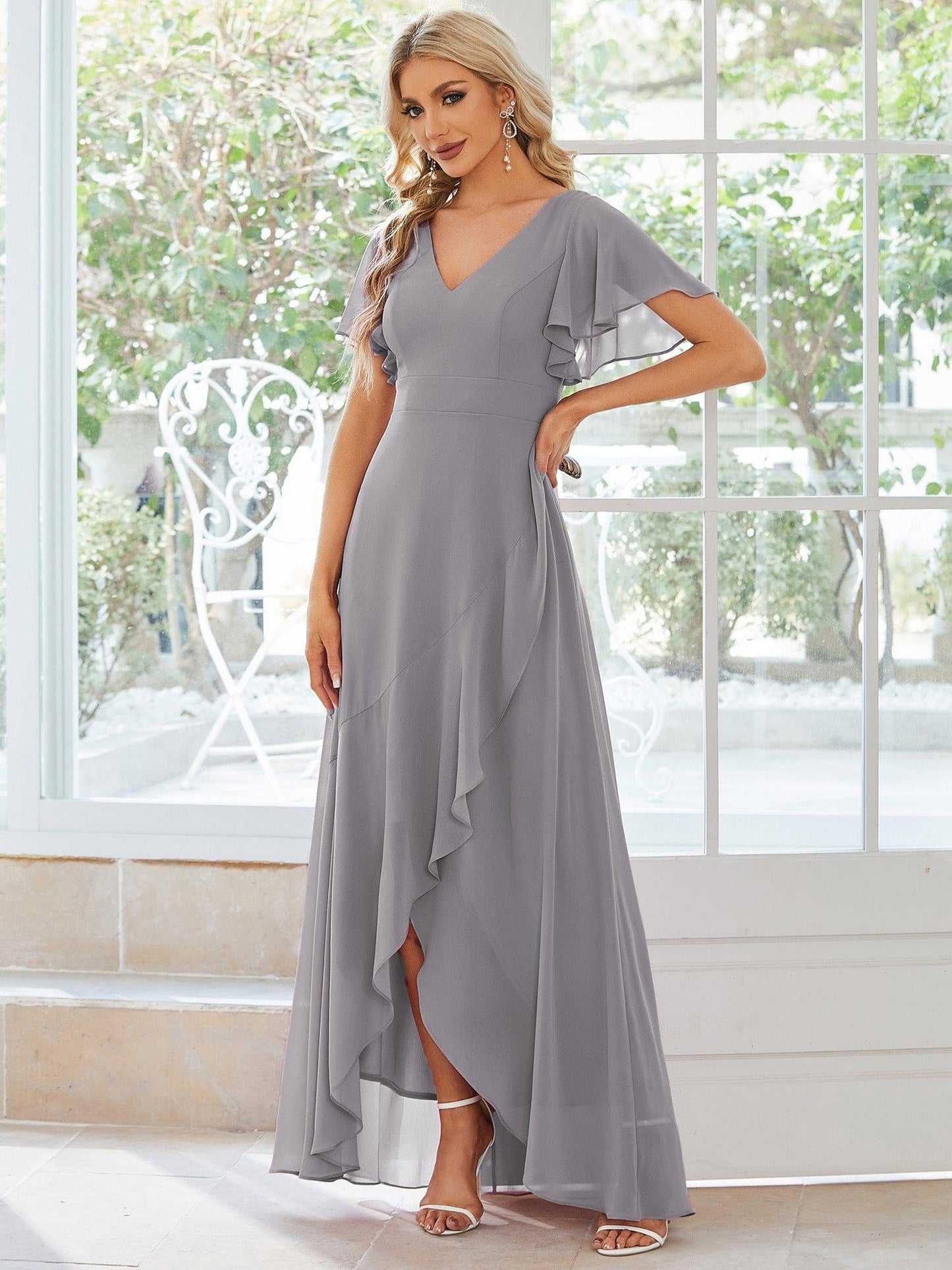 OREE|Charming Chiffon Bridesmaid Dress with Lotus Leaf Hemline