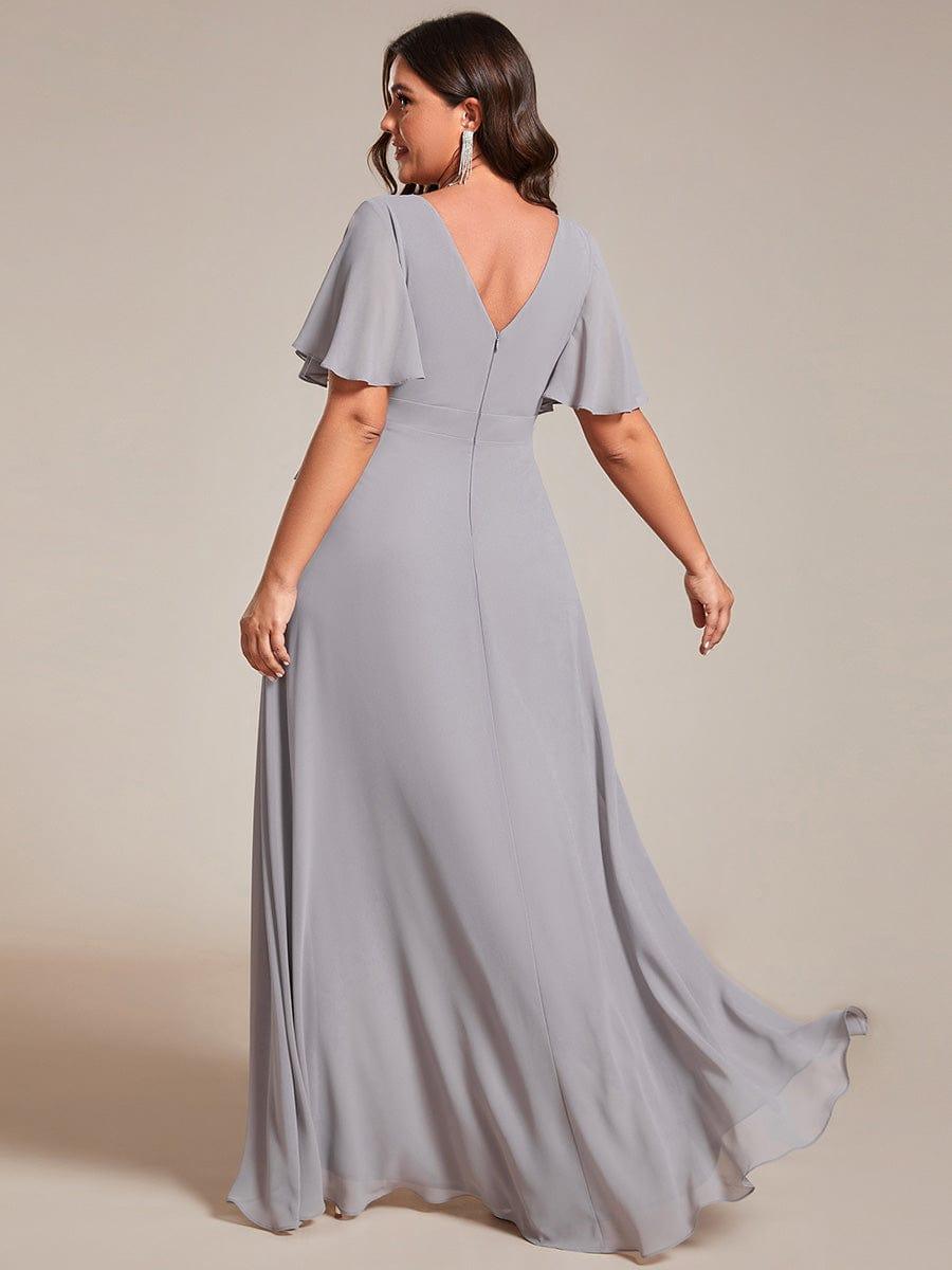 pretty OREE|Plus Size Elegant Lotus Sleeves Chiffon Bridesmaid Dress