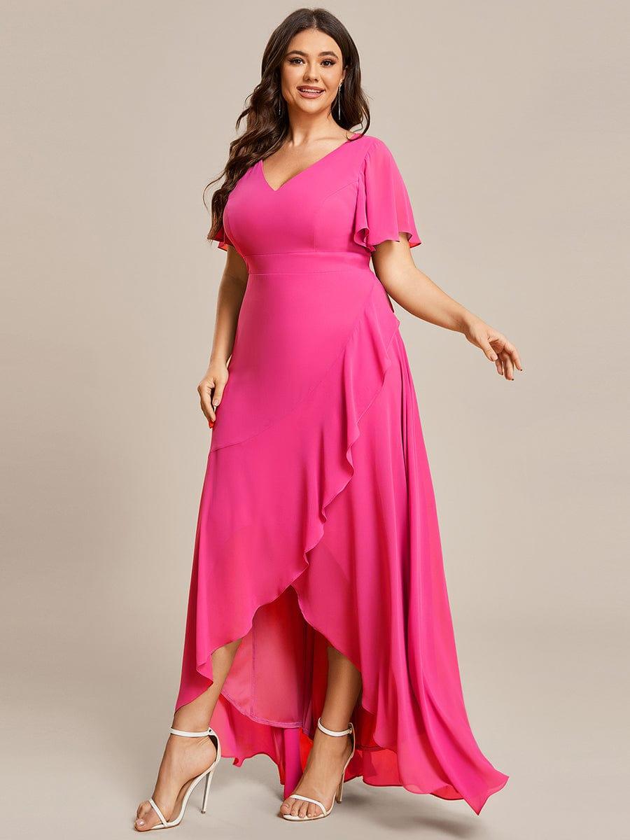 pretty OREE|Plus Size Elegant Lotus Sleeves Chiffon Bridesmaid Dress