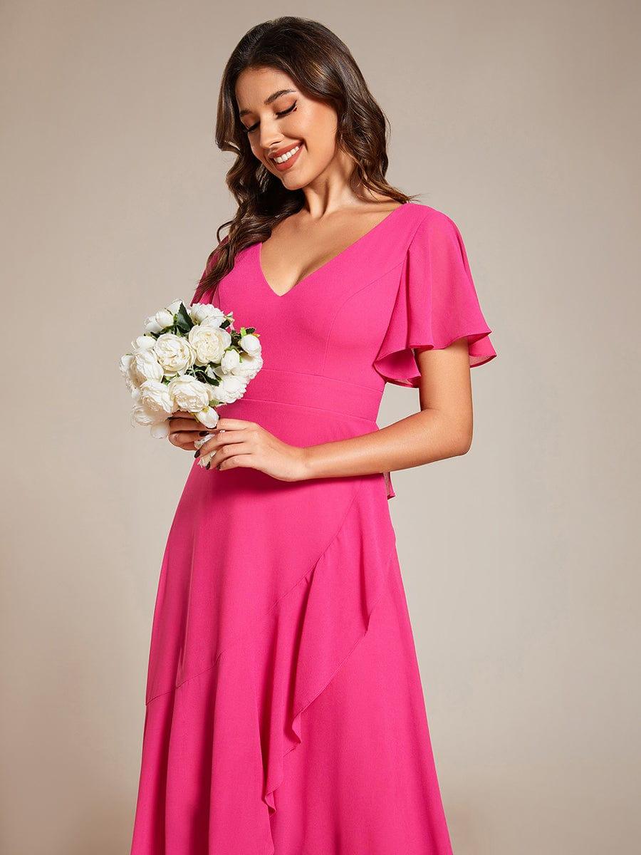OREE|Charming Chiffon Bridesmaid Dress with Lotus Leaf Hemline